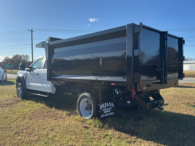 2024 Ford Super Duty F-550 DRW 12' RUGBY HEAVY DUTY STAKELESS LANDSCAPE BODY, 48" BARN DOORS, MANUAL TARP, 36' FULL CAB SHIELD, DROP DOWN COMBO HITCH 2 5/16"