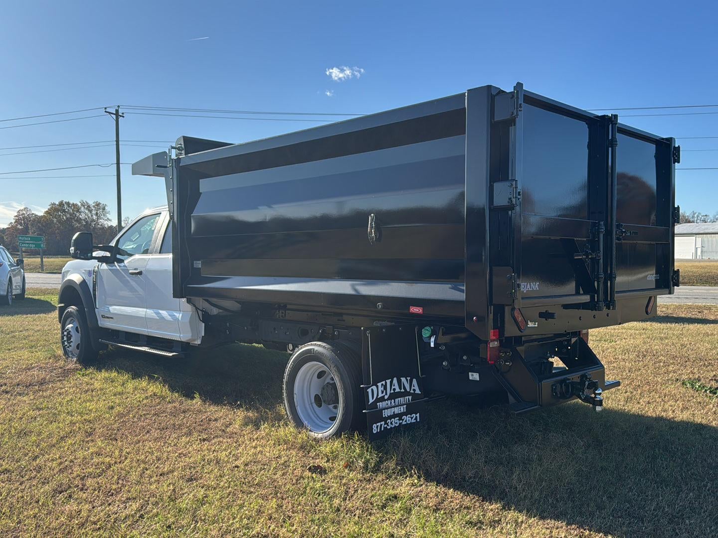 2024 Ford Super Duty F-550 DRW 12' RUGBY HEAVY DUTY STAKELESS LANDSCAPE BODY, 48" BARN DOORS, MANUAL TARP, 36' FULL CAB SHIELD, DROP DOWN COMBO HITCH 2 5/16"