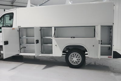 2024 Ford Transit Cutaway 10' KNAPHEIDE KUV BODY, LOW ROOF, ELECTRIC LOCKS, CLASS V HITCH, 3 BOW LADDER RACK