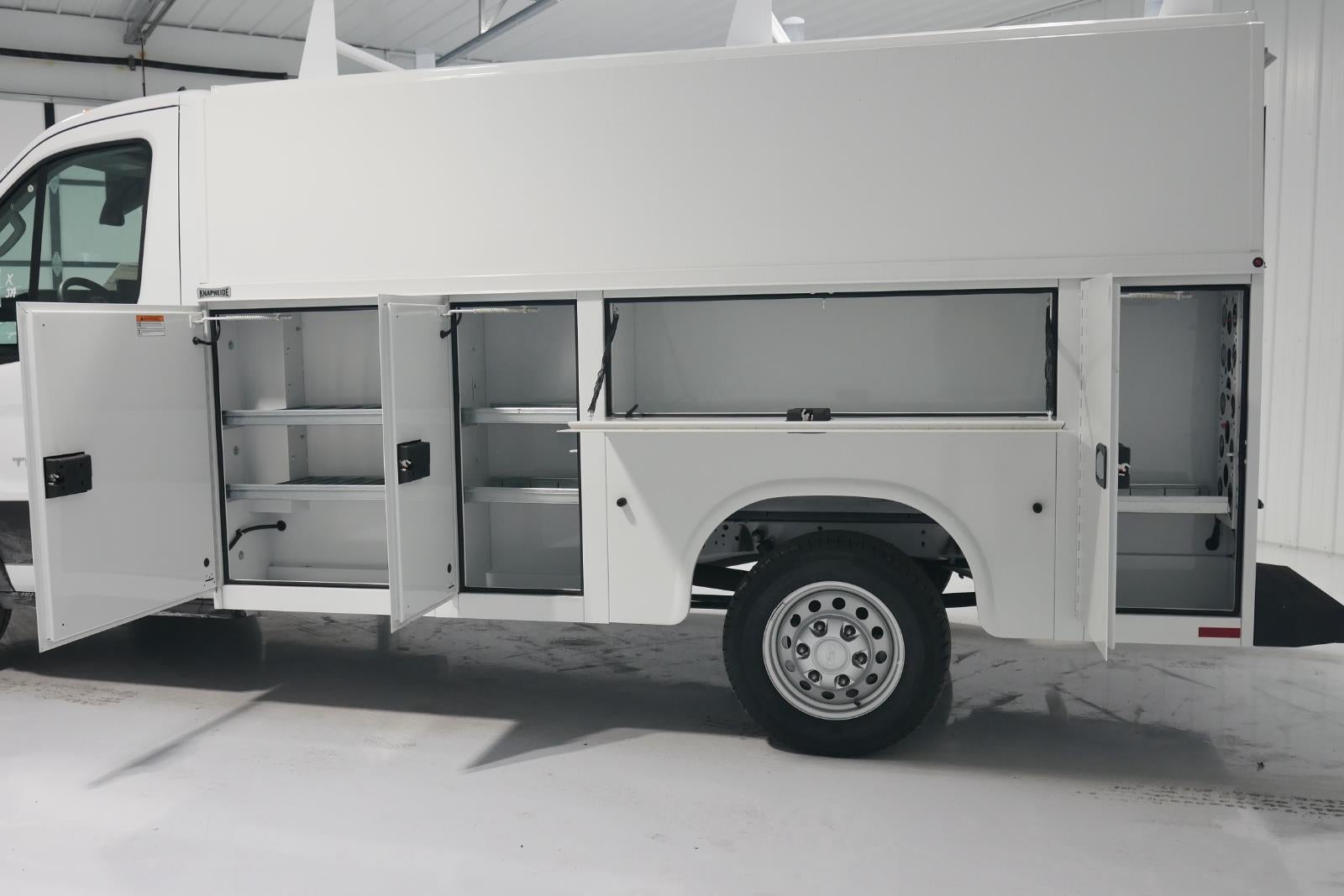 2024 Ford Transit Cutaway 10' KNAPHEIDE KUV BODY, LOW ROOF, ELECTRIC LOCKS, CLASS V HITCH, 3 BOW LADDER RACK