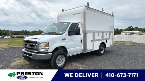 2027 Ford E-Series Cutaway 12' DURA-CUBE MAX FRP ENCLOSED SERVICE BODY, POWER LOCKS, 3 BOX LADDER RACK, BACK UP CAMERA
