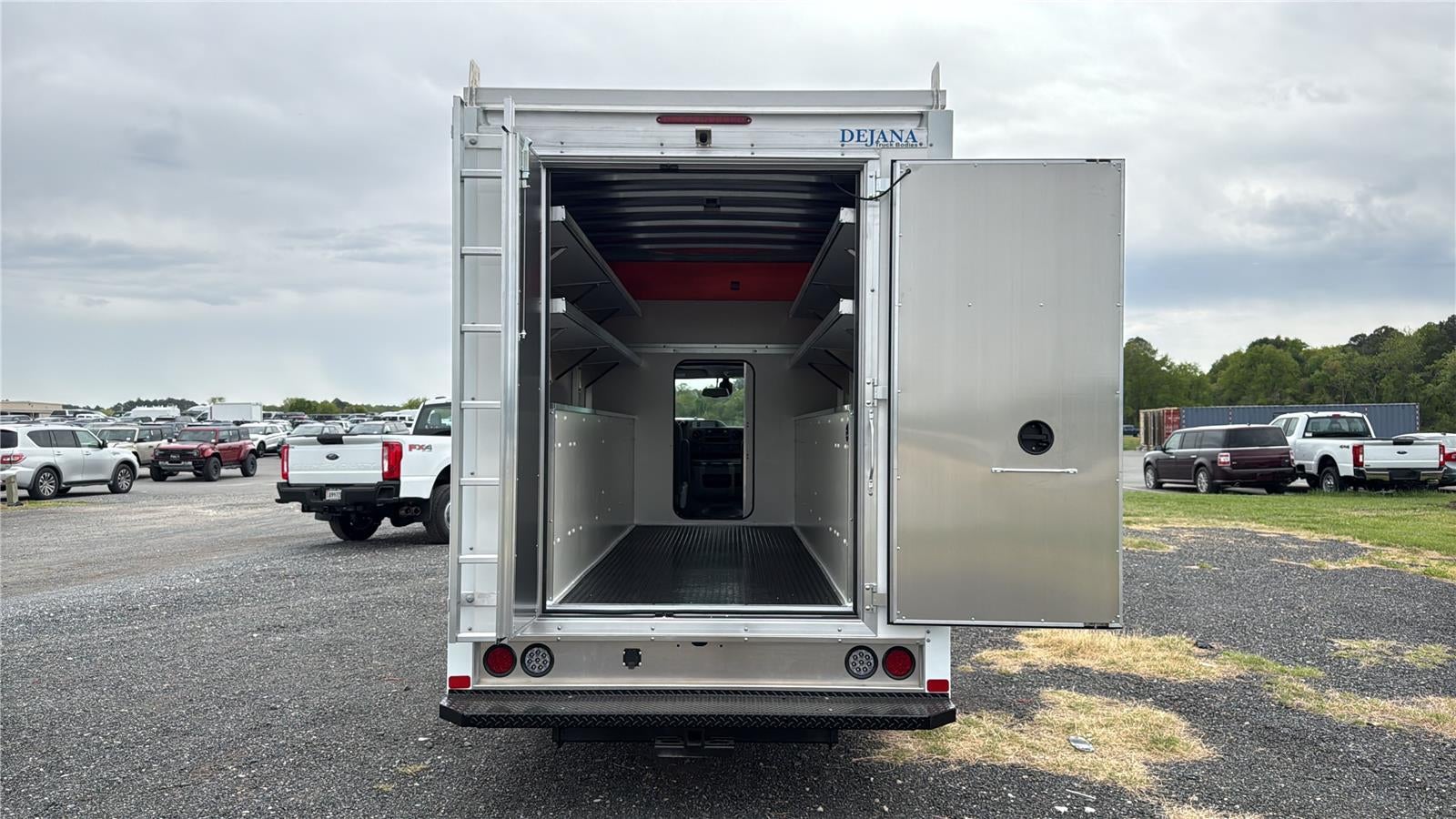 2027 Ford E-Series Cutaway 12' DURA-CUBE MAX FRP ENCLOSED SERVICE BODY, POWER LOCKS, 3 BOX LADDER RACK, BACK UP CAMERA