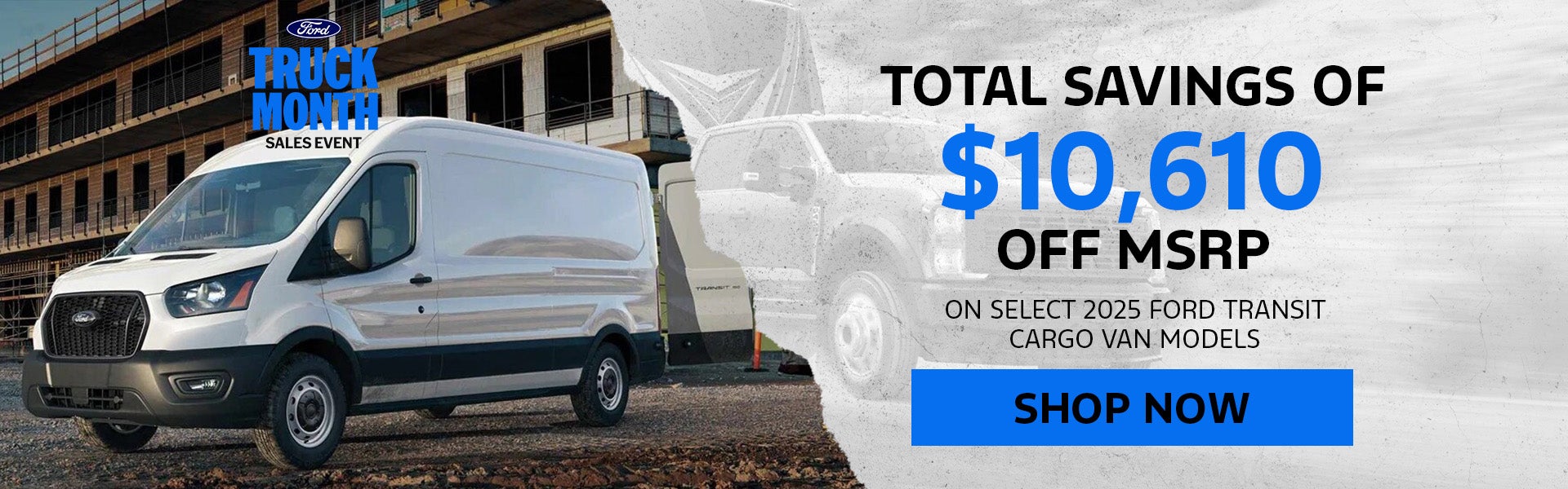 Total Savings of $10,610 off MSRP 2025 Ford Transit LR Cargo